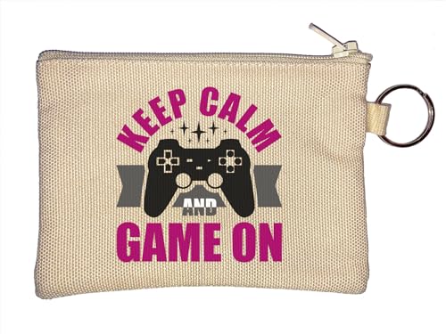 Keep Calm and Game On Schlüsselanhänger Münzbörse Beige, beige, Einheitsgröße von Atspauda