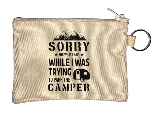 Lustiger Schlüsselanhänger mit Aufschrift "Sorry for What I Said While I was Trying to Park The Camper", Beige, beige, Einheitsgröße von Atspauda