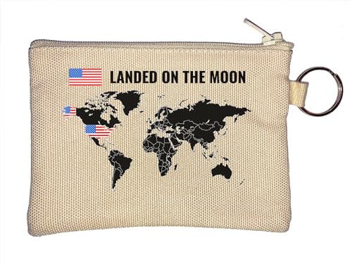 Map of Countries Who Landed On The Moon Funny Key Chain Coin Purse Beige, beige, Einheitsgröße von Atspauda