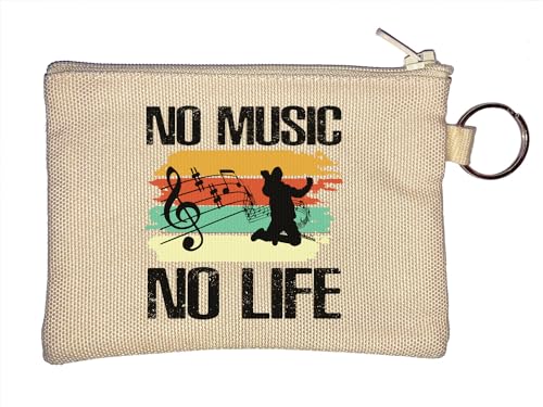 No Music No Life Musiknoten Bunte Grafik Schlüsselanhänger Münzbörse Beige, beige, Einheitsgröße von Atspauda