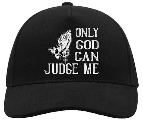 Only God Can Judge Me Rosenkranz-Gebetskunst, bequem, Unisex, gebürstete Baumwolle, Baseball-Kappe mit Schnalle, Schwarz, Schwarz , Einheitsgröße von Atspauda