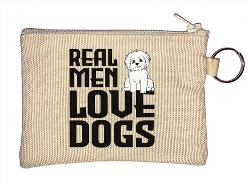 Real Men Love Dogs Cute Puppy Schlüsselanhänger Münzbörse Beige, beige, Einheitsgröße von Atspauda