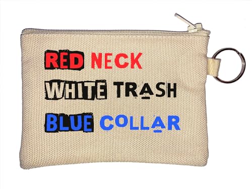 Red Neck White Trash Blue Collar Key Chain Coin Purse Beige, beige, Einheitsgröße von Atspauda