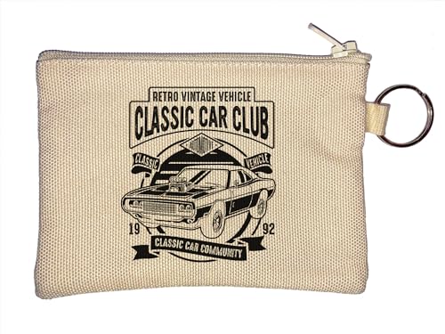 Retro Vintage Fahrzeug Classic Car Club 1992 American Muscle Car Schlüsselanhänger Münzbörse Beige, beige, Einheitsgröße von Atspauda