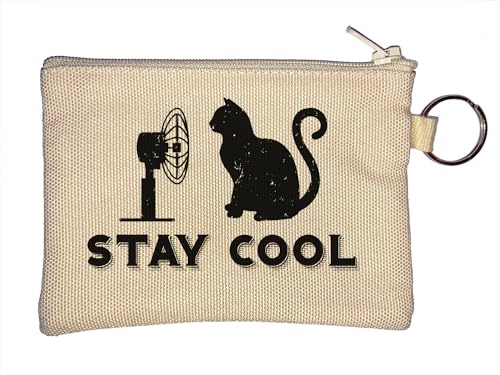 Stay Cool Cat Fan Schlüsselanhänger Münzbörse Beige, beige, Einheitsgröße von Atspauda