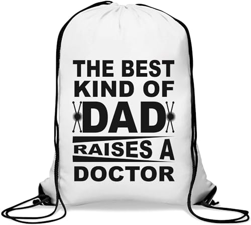 The Best Kind of Dad Raises A Doctor Gym Sack Casual Drawstring Bag White, weiß, Einheitsgröße von Atspauda