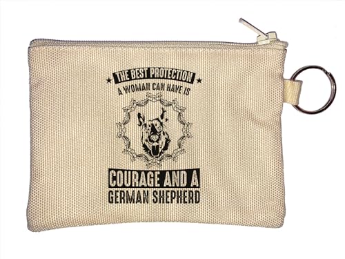 The Best Protection A Woman Can Have is Courage and A German Shepherd Key Chain Coin Purse Beige, beige, Einheitsgröße von Atspauda