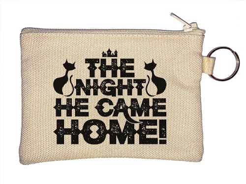 The Night He Came Home Black Cat Halloween Graphic Schlüsselanhänger Münzbörse Beige, beige, Einheitsgröße von Atspauda