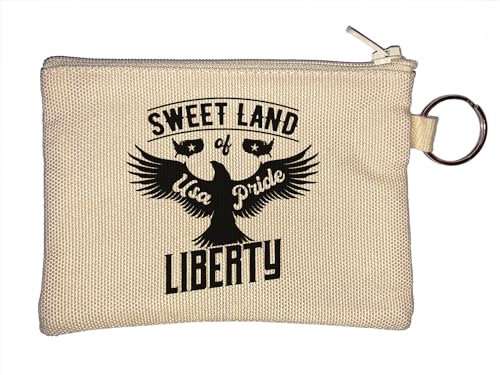 USA Pride Sweet Land of Liberty Schlüsselanhänger Münzbörse Beige, beige, Einheitsgröße von Atspauda