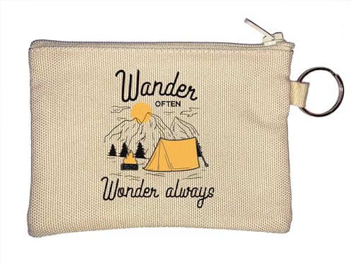 Wander Often Wonder Always Campfire Graphic Schlüsselanhänger Münzbörse Beige, beige, Einheitsgröße von Atspauda