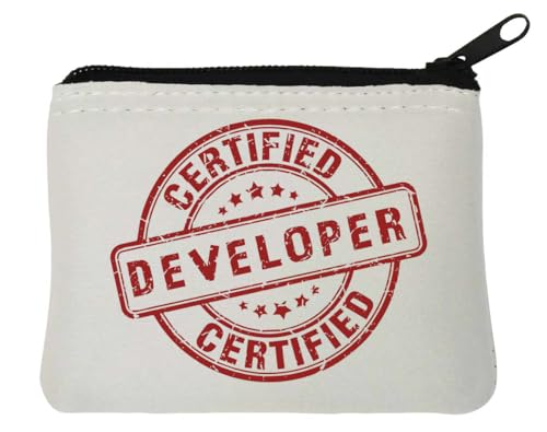 Zertifizierter Entwickler Faded Web Entwickler Programmierer Stempel Neopren Münztasche 10 x 11 cm Weiß, weiß, Einheitsgröße von Atspauda