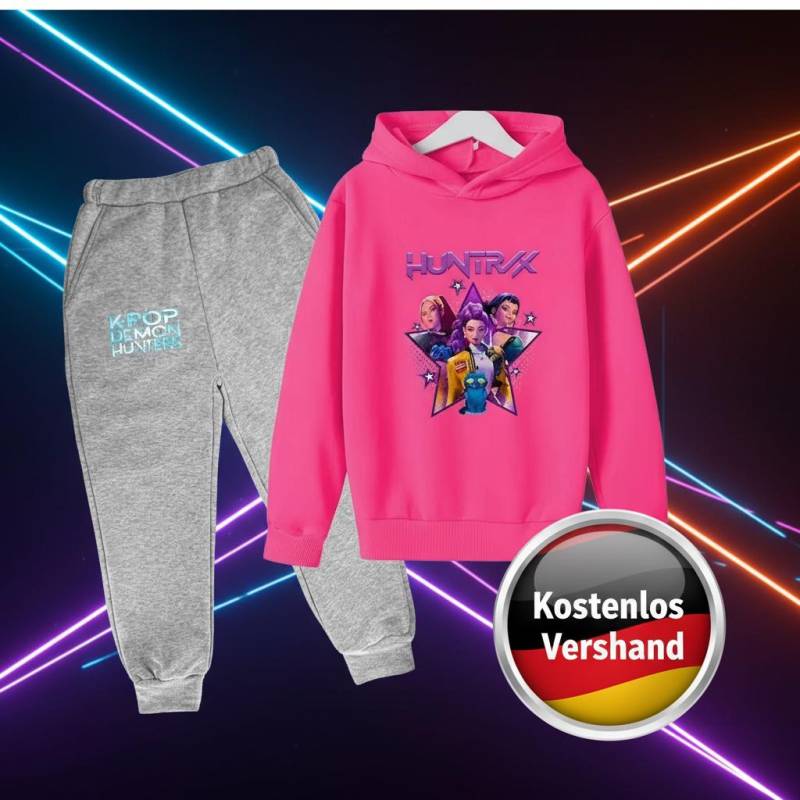 Hoodie Mit Hose Für Kinder Kpop Dämonenjäger Design Mädchen Jungen Baby Casual Kleid Huntrix Rumi Zoey Mira Nachtanzug Pyjama von AtsySam