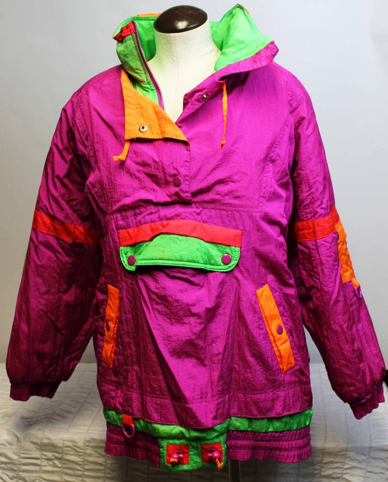 Vtg 80Er 90Er Neon Skijacke Damen Klein East West Panda Group Retro Color Block von AtticFairies