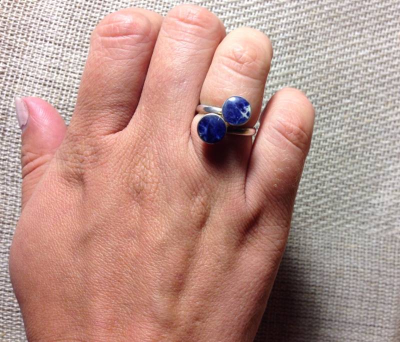 Doppel Kreis Blau Lapis Ring von AtticWonders