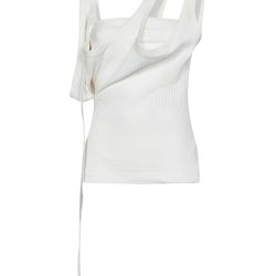 Attico Weißes Baumwolljersey Drapiertes Top von Attico