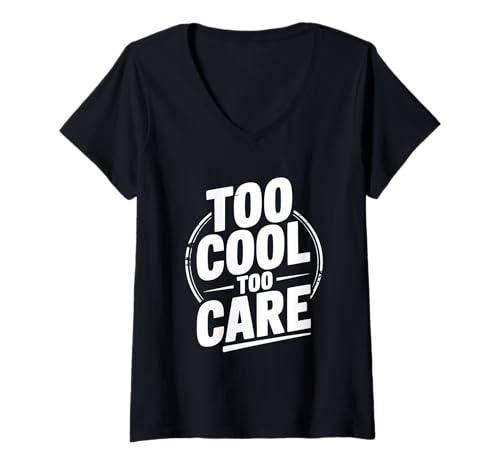 Damen Too Cool to Care Attitude Zitat für selbstbewusste Personen T-Shirt mit V-Ausschnitt Damen Too Cool to Care Attitude Zitat für selbstbewusste Personen T-Shirt mit V-Ausschnitt von Attitude Apparel for the Bold and Fearless
