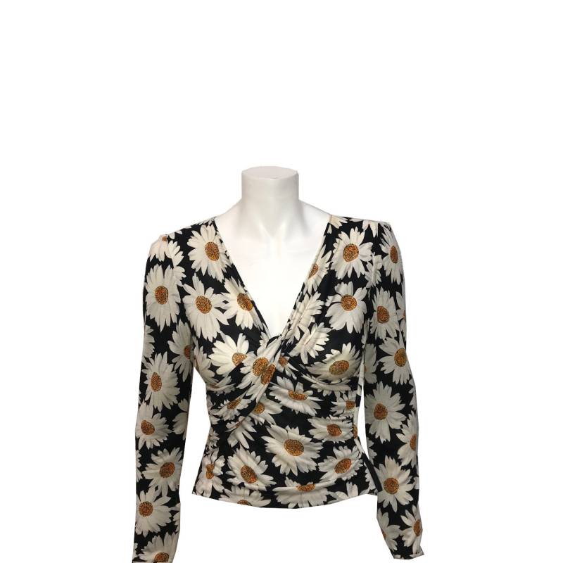 Emanuel Ungaroparalle Gänseblümchen-Seidenbluse Mit V-Ausschnitt Emanuel Ungaroparalle Gänseblümchen-Seidenbluse Mit V-Ausschnitt von AttitudesFashion