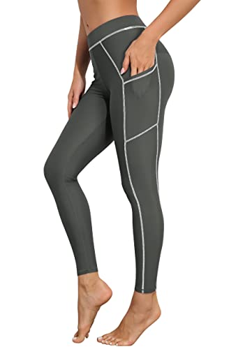 ATTRACO Damen-Badehose, Surf-Leggings, hohe Taille, lang, LSF 50, 1 #Taschen, grau, M von Attraco