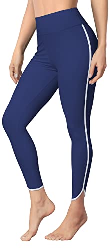 ATTRACO Damen Badehose Surf Leggings Hohe Taille Lange UPF 50 Badehose, Marineblau / Weiß, M von Attraco