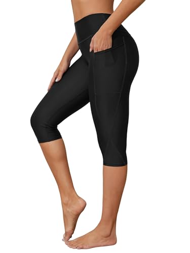 ATTRACO Damen Schwimmhose Surf Leggings Hohe Taille Lange UPF 50 Badehose, 30553 Schwarz, L von Attraco