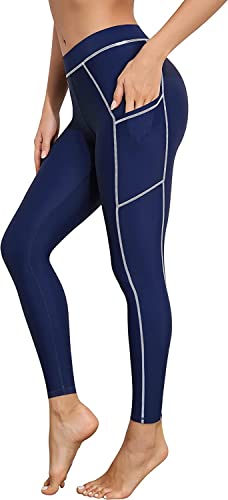 Attraco Badehose für Damen Lang Schwimmhose UV Schutz Boardshorts Hohe Taiile Sporthose Tights Blau L von Attraco