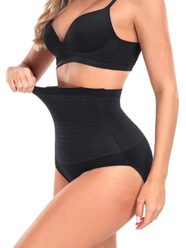 Attraco Bauchweg Unterhose DamenShapewear Damen Miederhose hoher Taille Unterwäsche Bauchkontrolle Miederpant weicher und bequemer Body Shaper für Frauen Schwarz XXL von Attraco