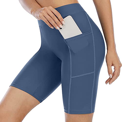 Attraco Damen Badeshorts Lang Badehose Hohe Taille Schwimmhose Boardshorts Schnell Trocknen Kurze Sporthose Strandhose Kurz Leggings Wassersport Tankini Hose Blau M von Attraco