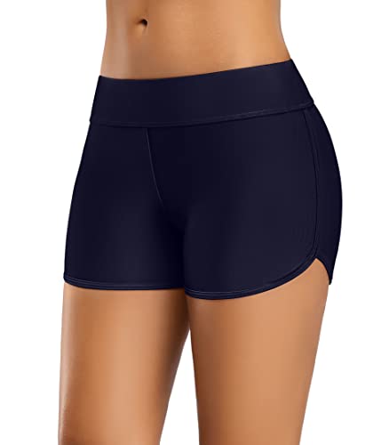 Attraco Damen Badeshorts Badeshorts UV Schutz Schwimmshorts Strand Bikinihose Schnell Trocknendes Schwimmhose Sommer Wasersport Blau XXL von Attraco