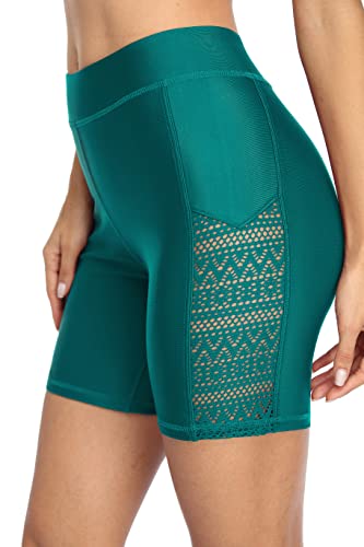 Attraco Damen Badeshorts Hohe Taille Kurze Badehose Schnell Trocknendes Wassersport Boardshorts Schwimmhose Schwimmshorts Grün XL von Attraco