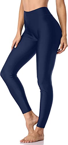 Attraco Damen Lange Badehose Hohe Taille Schwimmhose Schnell Trocknendes Blickdicht Yogahose Blau L von Attraco