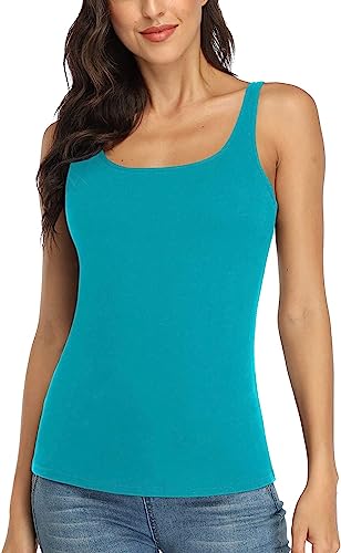 Attraco Damen Unterhemden mit Regal-BH Longshirt Basic Damen Top Baumwolle Bauchweg Tops Cami Camisole Tank Top für Frauen Grün L von Attraco