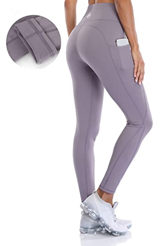 Attraco Fleece Leggings Fleece Leggings Damen Fleecehose Damen Fleece Tights Thermo Leggings Damen Lila M von Attraco