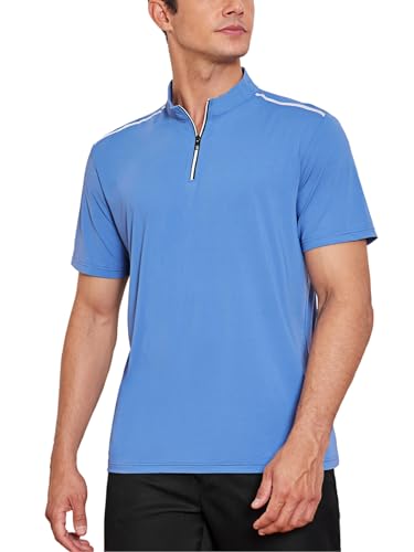 Attraco Herren Poloshirt Kurzarm Atmungsaktives Golfshirt Polo Shirt für Männer Sommer Polohemd Shirts Casual Sport Basic Regular Fit T-Shirt Seeblau XXL von Attraco