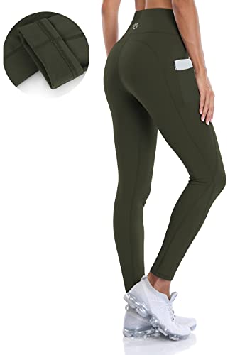 Attraco Leggings Gefüttert Damen Winter Leggins Winter Gefütterte Hose Damen Leggings Winter Damen Winter Tights Grün XL von Attraco