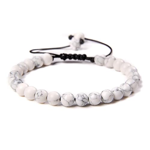 Attraction Zen ARMBAND VERSTELLBAR | ECHTES NATURSTEIN | KOSTENLOSE EBOOKS DEUTSCH | HANDGEFERTIGT | Schmuck für Damen und Herren | ALLE STEINE IN UNSEREN ARMBÄNDERN SIND NATÜRLICH (HOWLITE6mm) von Attraction Zen