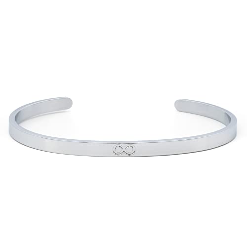 Attraction Zen BUDDHIST ARMREIF MIT INFINITY-OM-HERZ SYMBOLE | Schmuck für Damen und Herren | EDELSTAHL ARMBAND | Größe Anpassbar (SILBER-INFINITY) von Attraction Zen