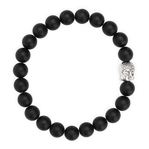 BUDDHA ARMBAND | ECHTES 8mm NATURSTEIN | KOSTENLOSE EBOOKS DEUTSCH | HANDGEFERTIGT | Schmuck für Damen und Herren | ALLE STEINE IN UNSEREN ARMBÄNDERN SIND NATÜRLICH (ONYX) von Attraction Zen