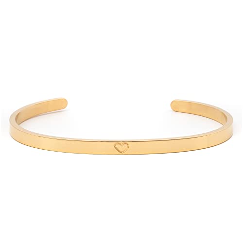 Attraction Zen BUDDHIST ARMREIF MIT INFINITY-OM-HERZ SYMBOLE | Schmuck für Damen und Herren | EDELSTAHL ARMBAND | Größe Anpassbar (GOLD-HERZ) von Attraction Zen