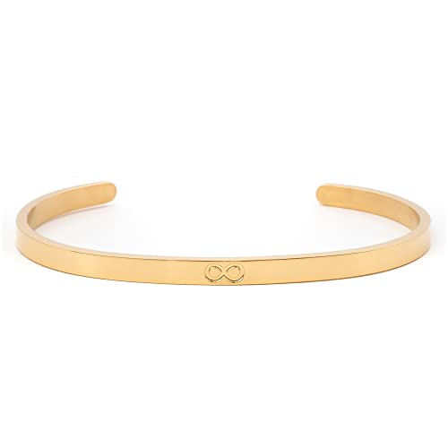 Attraction Zen BUDDHIST ARMREIF MIT INFINITY-OM-HERZ SYMBOLE | Schmuck für Damen und Herren | EDELSTAHL ARMBAND | Größe Anpassbar (GOLD-INFINITY) von Attraction Zen