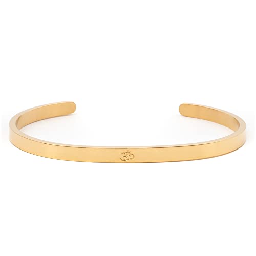 Attraction Zen BUDDHIST ARMREIF MIT INFINITY-OM-HERZ SYMBOLE | Schmuck für Damen und Herren | EDELSTAHL ARMBAND | Größe Anpassbar (GOLD-OM) von Attraction Zen