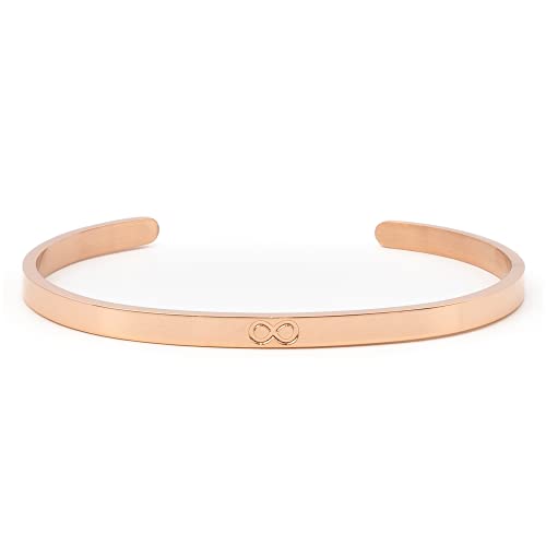 Attraction Zen BUDDHIST ARMREIF MIT INFINITY-OM-HERZ SYMBOLE | Schmuck für Damen und Herren | EDELSTAHL ARMBAND | Größe Anpassbar (ROSEGOLD-INFINITY) von Attraction Zen