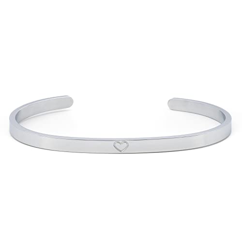 Attraction Zen BUDDHIST ARMREIF MIT INFINITY-OM-HERZ SYMBOLE | Schmuck für Damen und Herren | EDELSTAHL ARMBAND | Größe Anpassbar (SILBER-HERZ) von Attraction Zen