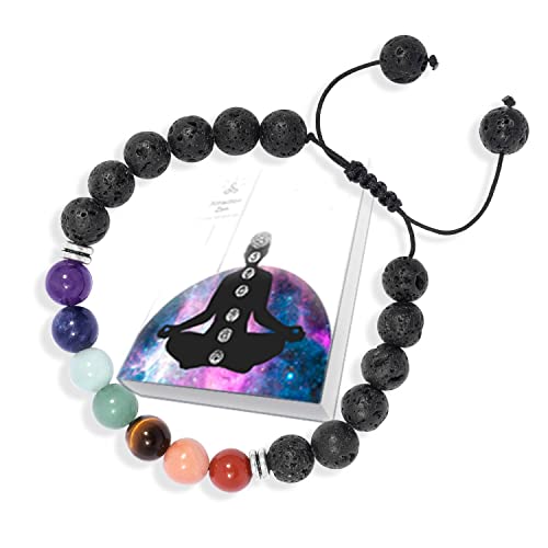 ARMBAND VERSTELLBAR | ECHTES 8mm NATURSTEIN | KOSTENLOSE EBOOKS DEUTSCH | HANDGEFERTIGT | Schmuck für Damen und Herren | ALLE STEINE IN UNSEREN ARMBÄNDERN SIND NATÜRLICH (LAVAROCK) von Attraction Zen