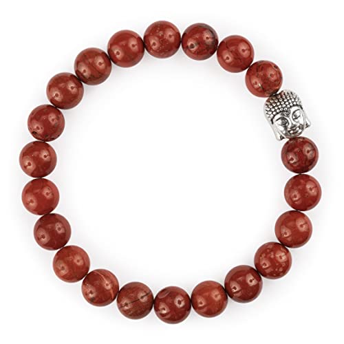 Attraction Zen BUDDHA ARMBAND | ECHTES 8mm NATURSTEIN | KOSTENLOSE EBOOKS DEUTSCH | HANDGEFERTIGT | Schmuck für Damen und Herren | ALLE STEINE IN UNSEREN ARMBÄNDERN SIND NATÜRLICH (REDJASPER) von Attraction Zen