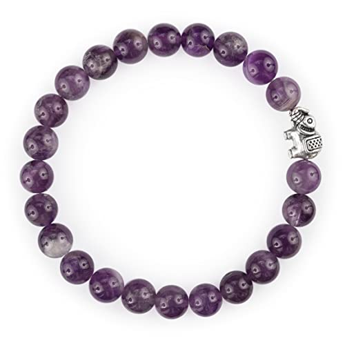 Attraction Zen ELEFANT ARMBAND | ECHTES 8mm NATURSTEIN | KOSTENLOSE EBOOKS DEUTSCH | HANDGEFERTIGT | Schmuck für Damen und Herren | ALLE STEINE IN UNSEREN ARMBÄNDERN SIND NATÜRLICH (AMETHYST) von Attraction Zen