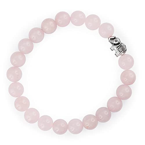 Attraction Zen ELEFANT ARMBAND | ECHTES 8mm NATURSTEIN | KOSTENLOSE EBOOKS DEUTSCH | HANDGEFERTIGT | Schmuck für Damen und Herren | ALLE STEINE IN UNSEREN ARMBÄNDERN SIND NATÜRLICH (ROSEQUARTZ) von Attraction Zen