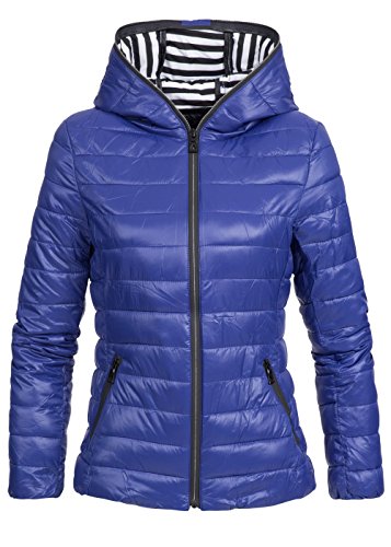 Attrait Damen Steppjacke 70181106, Übergangsjacke Stepp Optik, Supersoft, Kapuzenjacke, 2 Ton Futter, getapte Zipper, Windbreaker blau, Gr:M von Attrait