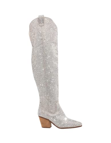 Atuelang Damen Cowboystiefel mit Strasssteinen, glitzernd, kniehoch, modisch, spitzer Zehenbereich, Blockabsatz, mittlere Wade, Cowgirl, kurze Stiefeletten, Strass, Oberschenkelhoch, 39.5 EU Atuelang Damen Cowboystiefel mit Strasssteinen, glitzernd, kniehoch, modisch, spitzer Zehenbereich, Blockabsatz, mittlere Wade, Cowgirl, kurze Stiefeletten, Strass, Oberschenkelhoch, 39.5 EU von Atuelang