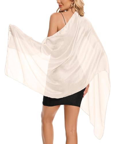 Atxnn Damen Leinen Schal Elegante Leichter Stola Lässig Halstuch für Strand Abendkleid Hochzeit Party Schultertuch Sheer Scarf für Sommer Frühling, BEIGE von Atxnn