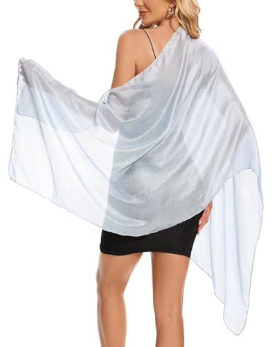 Atxnn Damen Leinen Schal Elegante Leichter Stola Lässig Halstuch für Strand Abendkleid Hochzeit Party Schultertuch Sheer Scarf für Sommer Frühling, HELLBLAU von Atxnn